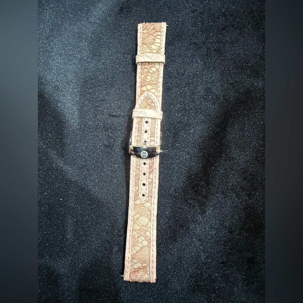 Authentic Michele 18mm light pink alligator with lace watch strap.